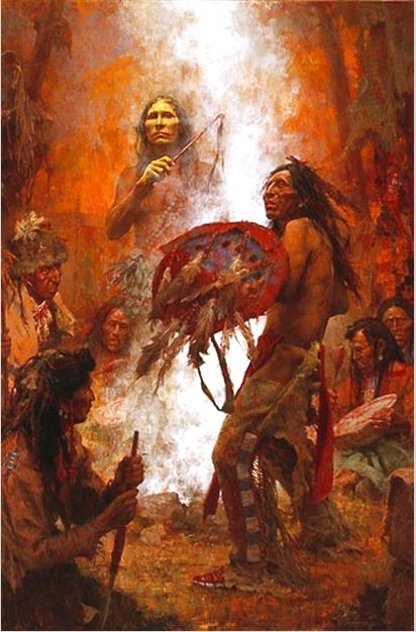 Transferring the Medicine Shield 1991 - Huge Limited Edition Print by Howard Terpning