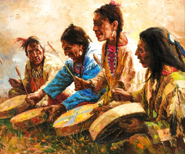 Four Sacred Drummers 1992 Limited Edition Print by Howard Terpning
