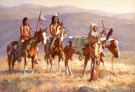 Grandfather Prays to Sun 2008 - Giclee on Canvas - Huge Limited Edition Print - Howard Terpning