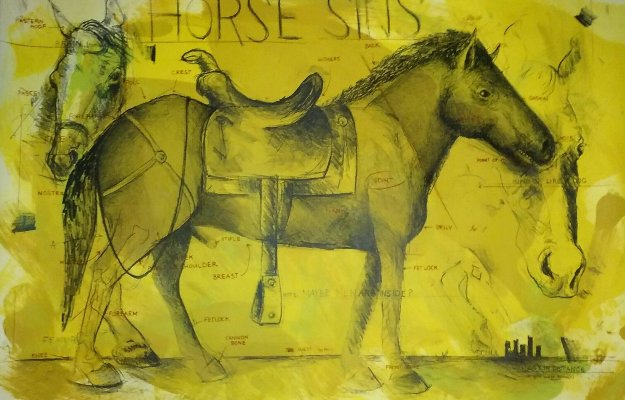 Horse Sins (Ol Blueless)  Embellished 1992 Limited Edition Print - Terry Allen