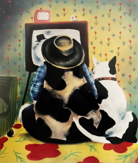 Watching With Butch 1999 Embellished Limited Edition Print by Mackenzie Thorpe Watching With Butch 1999 Embellished Limited Edition Print by Mackenzie Thorpe