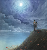 Love Across the Ocean Pastel 2019 35x35 Works on Paper (not prints) by Mackenzie Thorpe - 0 Love Across the Ocean Pastel 2019 35x35 Works on Paper (not prints) by Mackenzie Thorpe - 0