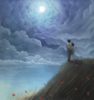 Love Across the Ocean 2019 35x35 Works on Paper (not prints) - Mackenzie Thorpe Love Across the Ocean 2019 35x35 Works on Paper (not prints) - Mackenzie Thorpe