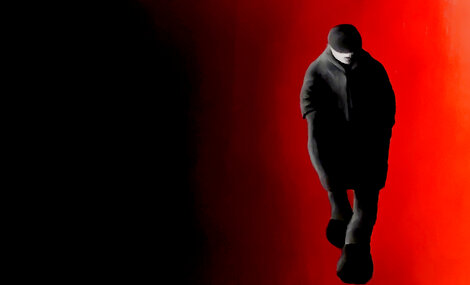 Man Walking 2002 31x45 - Huge Pastel on Board Original Painting - Mackenzie Thorpe
