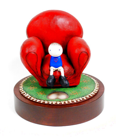 Love Seated Resin Sculpture 2000 9 in Sculpture - Mackenzie Thorpe