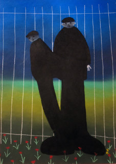 By the Park Gates Pastel 2001 41x32 Super Huge Works on Paper (not prints) - Mackenzie Thorpe By the Park Gates Pastel 2001 41x32 Super Huge Works on Paper (not prints) - Mackenzie Thorpe