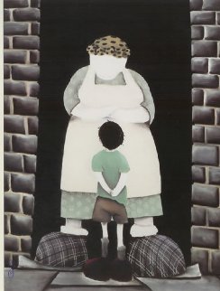 Mrs, Can We Have Our Ball Back? Pastel 2003 50x41 Works on Paper (not prints) - Mackenzie Thorpe Mrs, Can We Have Our Ball Back? Pastel 2003 50x41 Works on Paper (not prints) - Mackenzie Thorpe