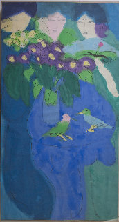 Untitled Watercolor 1980 71x35 Super Huge Watercolor - Walasse Ting Untitled Watercolor 1980 71x35 Super Huge Watercolor - Walasse Ting