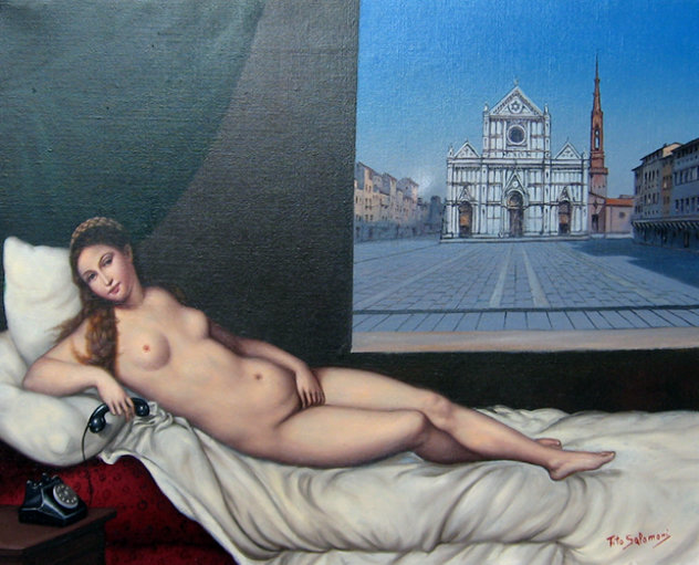 Untitled Reclining Nude 1985 24x28 Original Painting by Tito Salomoni