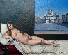Untitled Reclining Nude 1985 24x28 Original Painting by Tito Salomoni - 3