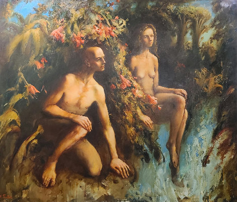 Adam And Eve 2006 68x80 Huge Original Painting - Kim Tkatch