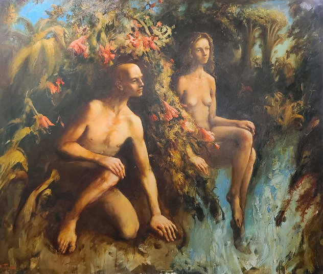 Adam And Eve 2006 68x80 Huge Original Painting by Kim Tkatch