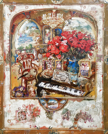 Untitled Music Interior  52x43 - Oil on Canvas - Huge Original Painting - Kim Tkatch