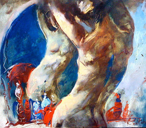 Untitled Nude in the Mirror 1994 24x20 Original Painting - Kim Tkatch