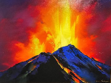 Volcanic Roar 2019 34x44 Huge Original Painting - Thomas Leung