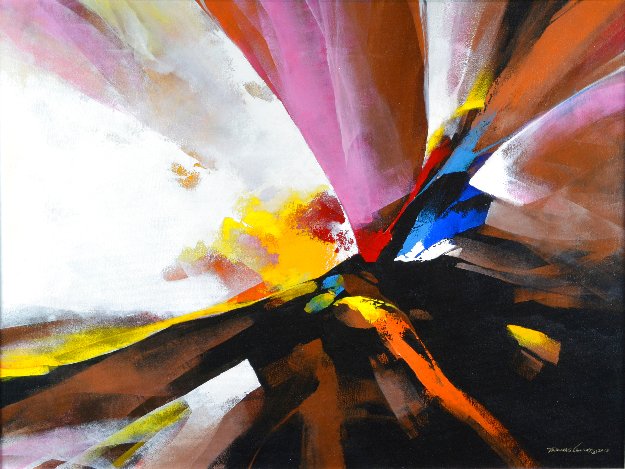 Burst 2015 35x47 Original Painting - Thomas Leung