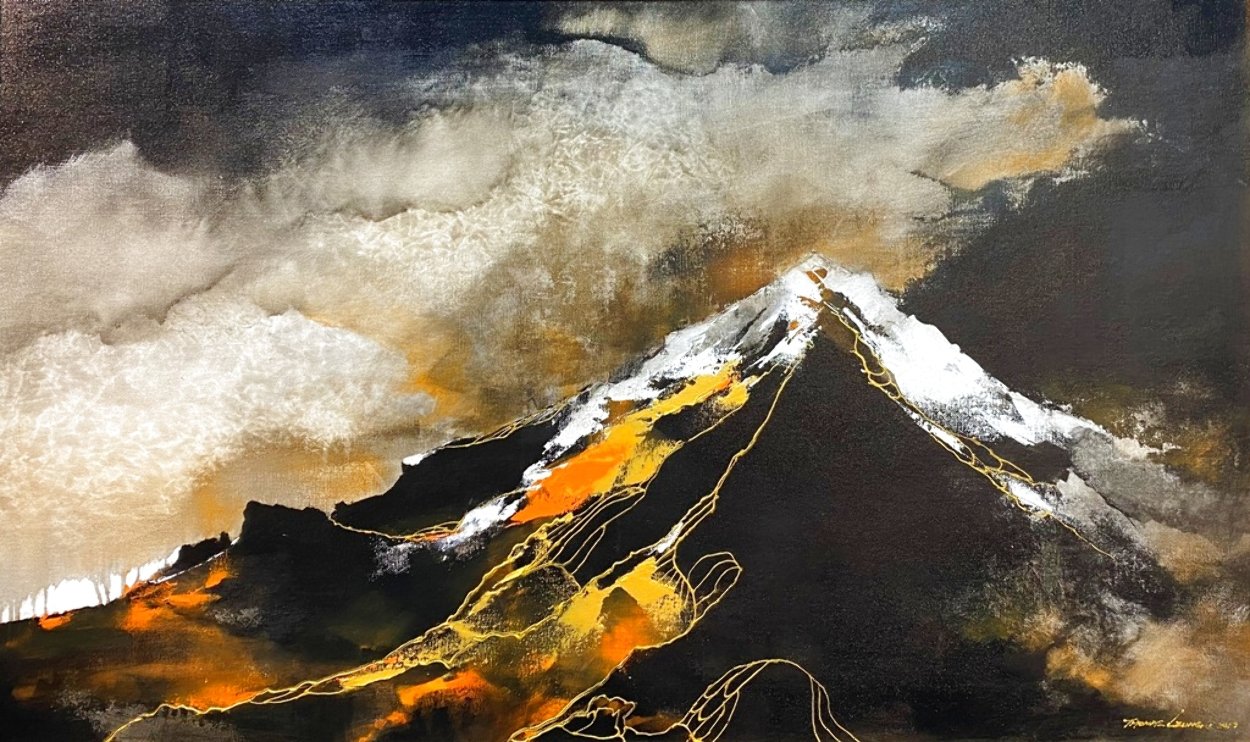 Grisaille Mountain 2019  29x49 Original Painting by Thomas Leung