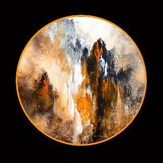Lushan Falls 2020 39x39 Original Painting - Thomas Leung Lushan Falls 2020 39x39 Original Painting - Thomas Leung
