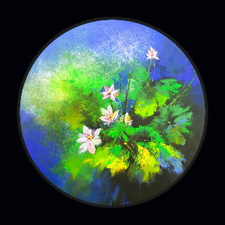 Lotus Pond After Rain 2020 39x39 Original Painting - Thomas Leung Lotus Pond After Rain 2020 39x39 Original Painting - Thomas Leung