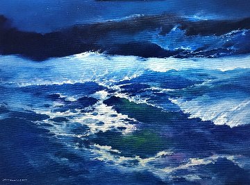 Sea 2017 35x47 Huge Original Painting - Thomas Leung