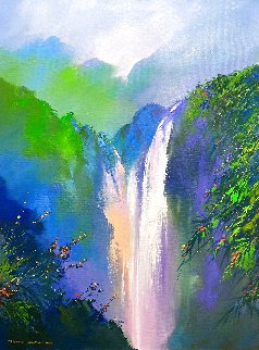 Mountain Falls 2020 39x30 Original Painting - Thomas Leung Mountain Falls 2020 39x30 Original Painting - Thomas Leung