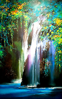 Lavender Falls 2019 59x35 Huge Original Painting - Thomas Leung Lavender Falls 2019 59x35 Huge Original Painting - Thomas Leung