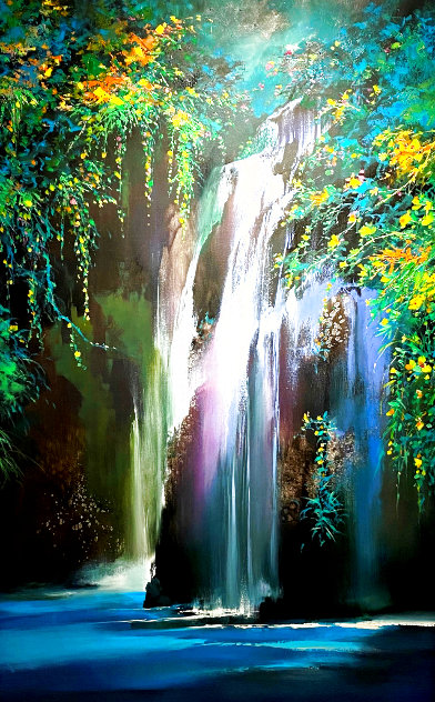 Lavender Falls 2019 59x35 - Huge Original Painting by Thomas Leung