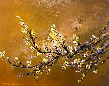 Plum Blossom Series: Yellow Plum Blossom II 2021 16x20 Original Painting - Thomas Leung