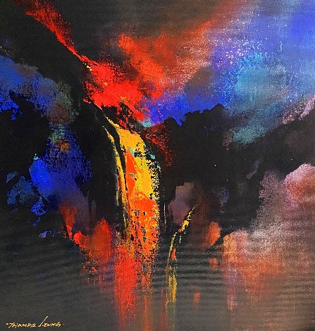 Volcano Spews Lava 2022 20x20 Original Painting - Thomas Leung