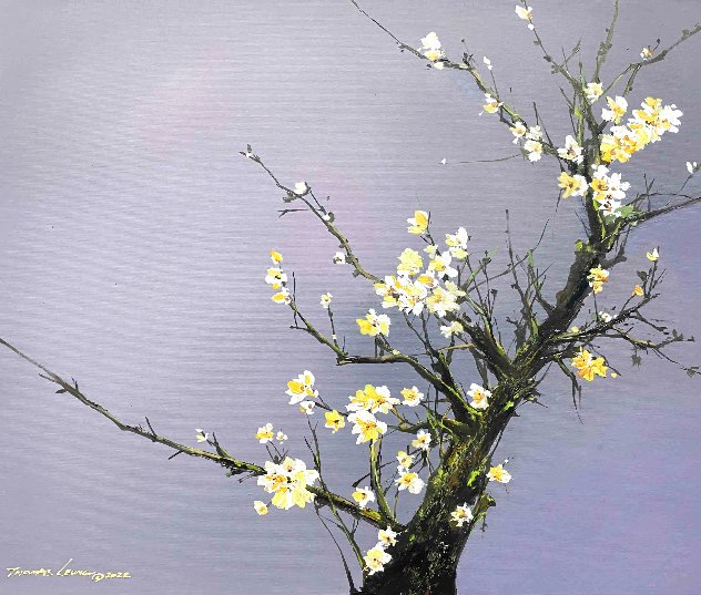 White Blossom 2022 19x23 Original Painting by Thomas Leung