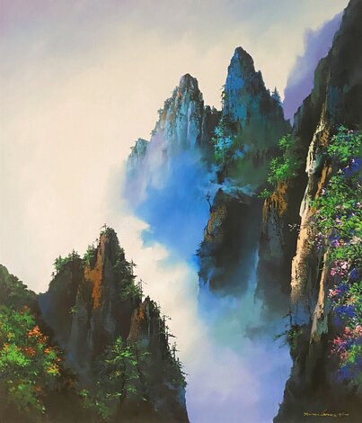 Beauty of Huangshan Embellished Giclee on Canvas- Anhui, China Limited Edition Print - Thomas Leung