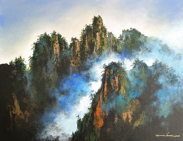 Sea of Mountains 2023 25x32 - China Original Painting by Thomas Leung