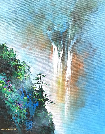 Waterfall Outlook 2023 22x17 Original Painting - Thomas Leung