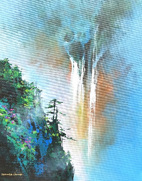 Waterfall Outlook 2023 22x17 Original Painting by Thomas Leung