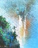 Waterfall Outlook 2023 22x17 Original Painting by Thomas Leung - 0