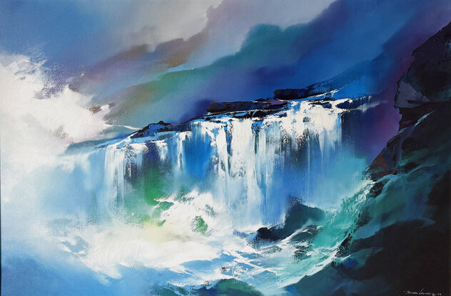 Hawaiian Surf 2003 - 40x28 Oil on Canvas - Huge - Koa Wood Frame by Thomas Leung