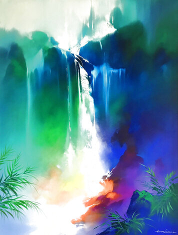 Prism Falls 2001 55x43 - Framed Oil on Canvas - Huge Original Painting - Thomas Leung