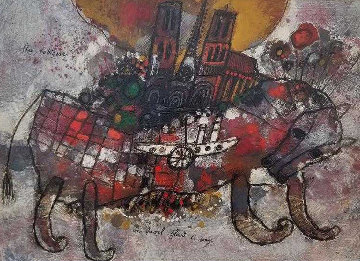 Un Cheval Fleuri De Songe 1969 17x22 Original Painting - Theo Tobiasse Un Cheval Fleuri De Songe 1969 17x22 Original Painting - Theo Tobiasse