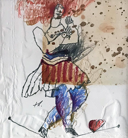 La Femme Et l'Amour 1983 14x14 Works on Paper (not prints) by Theo Tobiasse La Femme Et l'Amour 1983 14x14 Works on Paper (not prints) by Theo Tobiasse