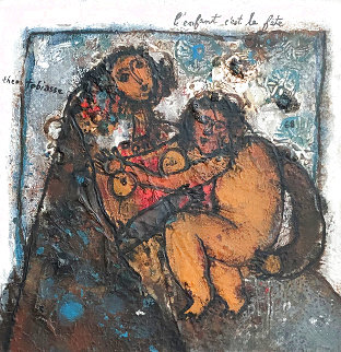 L’enfant C’est La Fete 1968 23x23 (Early) Original Painting - Theo Tobiasse L’enfant C’est La Fete 1968 23x23 (Early) Original Painting - Theo Tobiasse