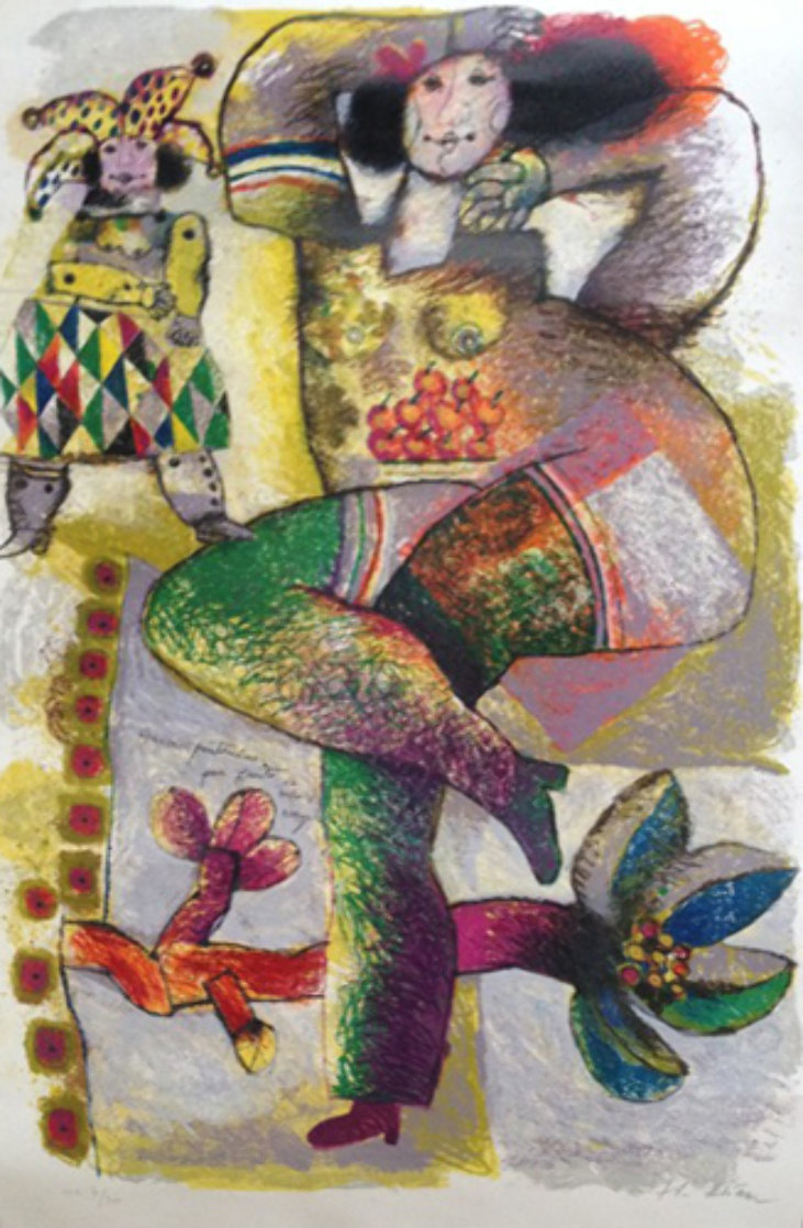 Danse Pantomime Pour Fruits De Velours Rouge 1982 Embellished Limited Edition Print by Theo Tobiasse Danse Pantomime Pour Fruits De Velours Rouge 1982 Embellished Limited Edition Print by Theo Tobiasse