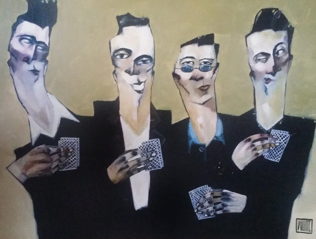 Guys And Cards Watercolor 2002 25x26 Watercolor by Todd White