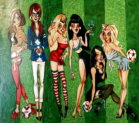 Tattooing Footballs 2015 Embellished Giclee on Canvas - Huge Limited Edition Print - Todd White