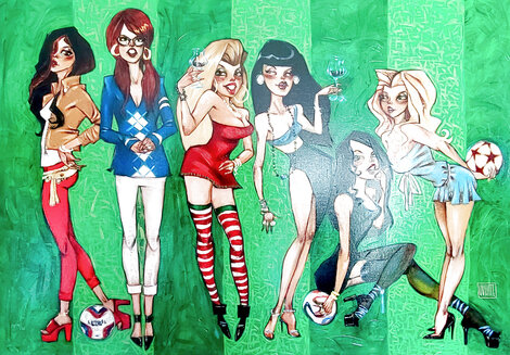 Tattooing Footballs PP - Framed Embellished Giclee on Canvas - Huge Limited Edition Print - Todd White