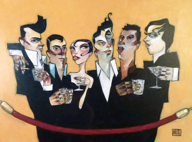 Behind the Red Velvet Rope 2003 45x55 Huge Original Painting - Todd White