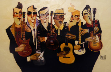 Six Strings 2007 Embellished Lennon, Garcia, Wood and the Boys Limited Edition Print - Todd White