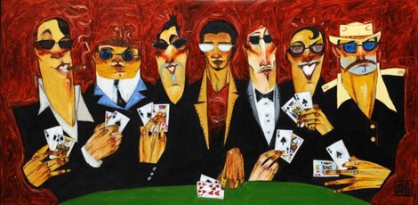 A Shady Table - Framed Embellished Giclee on Canvas - Huge Limited Edition Print - Todd White