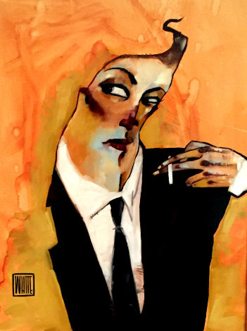 Smoker w/ Remarque 2009 26x32 Original Painting - Todd White