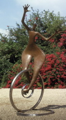 Balancing Bronze Life Size Sculpture 2003 91 in high Sculpture - Tolla Inbar
