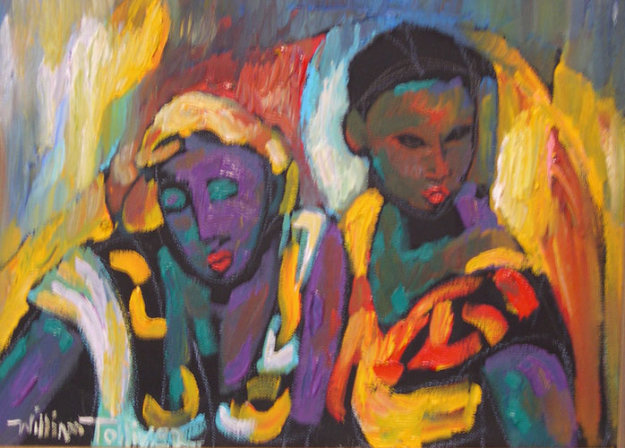 Cousins 1988 11x15 Original Painting by William Tolliver Cousins 1988 11x15 Original Painting by William Tolliver